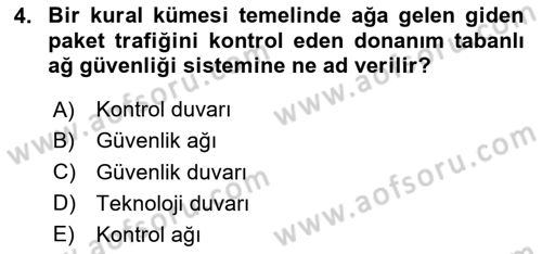Ev Teknolojisi Dersi 2023 - 2024 Yılı (Vize) Ara Sınav Soruları 4. Soru