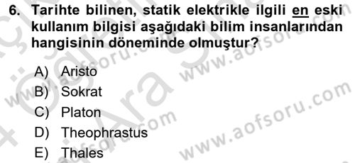Ev Teknolojisi Dersi 2023 - 2024 Yılı (Vize) Ara Sınav Soruları 6. Soru