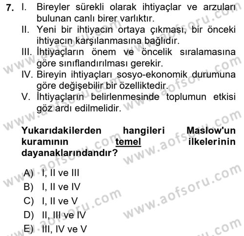 Ev Teknolojisi Dersi 2023 - 2024 Yılı (Vize) Ara Sınav Soruları 7. Soru