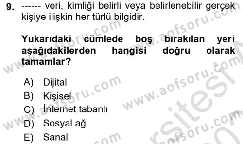 Ev Teknolojisi Dersi 2023 - 2024 Yılı (Vize) Ara Sınav Soruları 9. Soru