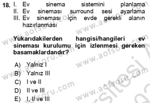 Ev Teknolojisi Dersi 2023 - 2024 Yılı (Final) Dönem Sonu Sınav Soruları 18. Soru