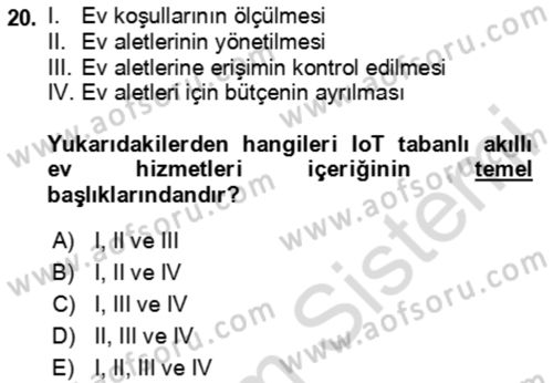 Ev Teknolojisi Dersi 2023 - 2024 Yılı (Final) Dönem Sonu Sınav Soruları 20. Soru