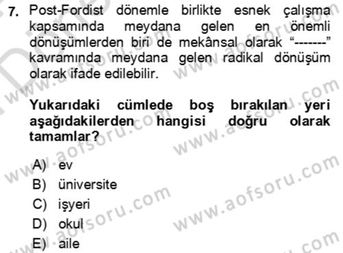 Ev Teknolojisi Dersi 2023 - 2024 Yılı (Final) Dönem Sonu Sınav Soruları 7. Soru