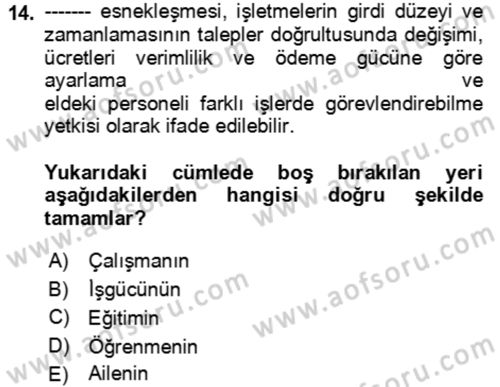 Ev Teknolojisi Dersi 2023 - 2024 Yılı Yaz Okulu Sınav Soruları 14. Soru
