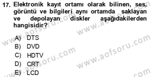 Ev Teknolojisi Dersi 2023 - 2024 Yılı Yaz Okulu Sınav Soruları 17. Soru