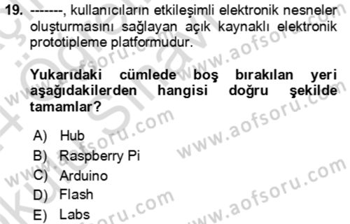 Ev Teknolojisi Dersi 2023 - 2024 Yılı Yaz Okulu Sınav Soruları 19. Soru