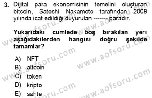 Ev Teknolojisi Dersi 2023 - 2024 Yılı Yaz Okulu Sınav Soruları 3. Soru