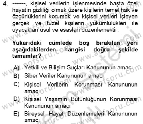 Ev Teknolojisi Dersi 2023 - 2024 Yılı Yaz Okulu Sınav Soruları 4. Soru