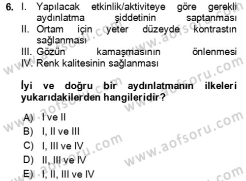 Ev Teknolojisi Dersi 2023 - 2024 Yılı Yaz Okulu Sınav Soruları 6. Soru