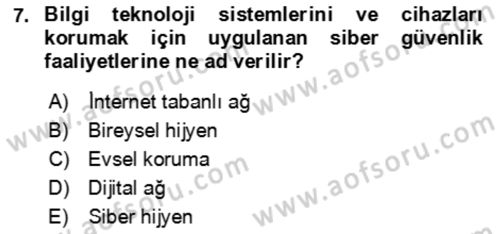 Ev Teknolojisi Dersi 2023 - 2024 Yılı Yaz Okulu Sınav Soruları 7. Soru