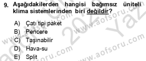 Ev Teknolojisi Dersi 2023 - 2024 Yılı Yaz Okulu Sınav Soruları 9. Soru