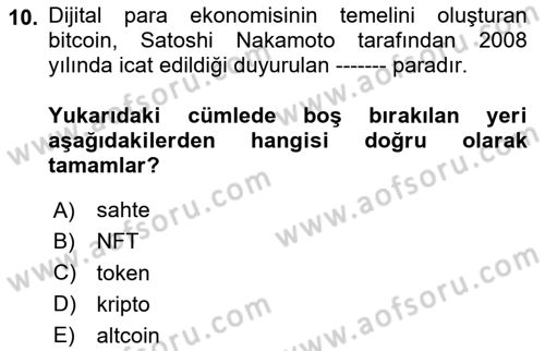 Ev Teknolojisi Dersi 2024 - 2025 Yılı (Vize) Ara Sınav Soruları 10. Soru