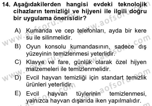 Ev Teknolojisi Dersi 2024 - 2025 Yılı (Vize) Ara Sınav Soruları 14. Soru