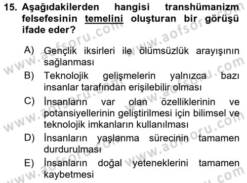 Ev Teknolojisi Dersi 2024 - 2025 Yılı (Vize) Ara Sınav Soruları 15. Soru