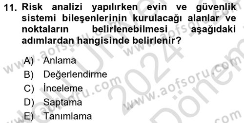 Ev Teknolojisi Dersi 2024 - 2025 Yılı (Final) Dönem Sonu Sınav Soruları 11. Soru