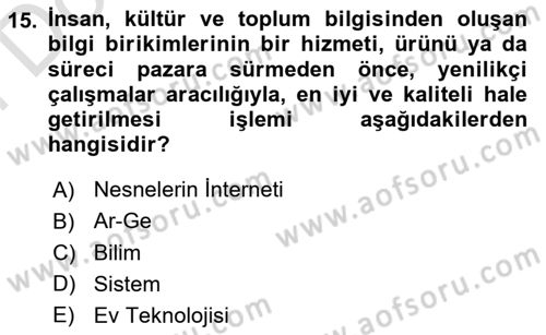 Ev Teknolojisi Dersi 2024 - 2025 Yılı (Final) Dönem Sonu Sınav Soruları 15. Soru