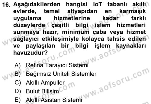 Ev Teknolojisi Dersi 2024 - 2025 Yılı (Final) Dönem Sonu Sınav Soruları 16. Soru
