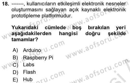 Ev Teknolojisi Dersi 2024 - 2025 Yılı (Final) Dönem Sonu Sınav Soruları 18. Soru