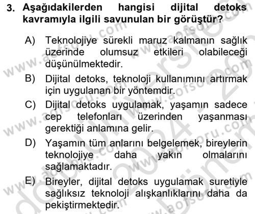 Ev Teknolojisi Dersi 2024 - 2025 Yılı (Final) Dönem Sonu Sınav Soruları 3. Soru