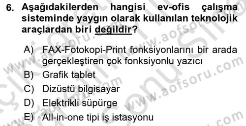 Ev Teknolojisi Dersi 2024 - 2025 Yılı (Final) Dönem Sonu Sınav Soruları 6. Soru