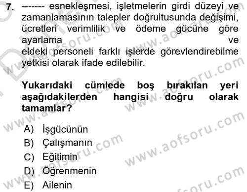 Ev Teknolojisi Dersi 2024 - 2025 Yılı (Final) Dönem Sonu Sınav Soruları 7. Soru