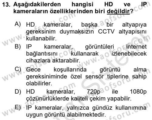 Ev Teknolojisi Dersi 2024 - 2025 Yılı Yaz Okulu Sınav Soruları 13. Soru