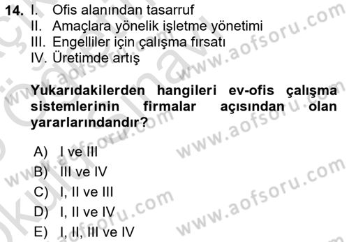 Ev Teknolojisi Dersi 2024 - 2025 Yılı Yaz Okulu Sınav Soruları 14. Soru