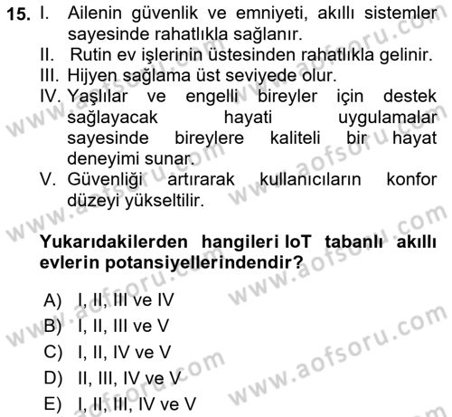 Ev Teknolojisi Dersi 2024 - 2025 Yılı Yaz Okulu Sınav Soruları 15. Soru