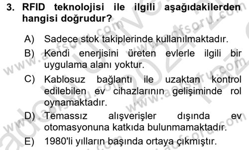 Ev Teknolojisi Dersi 2024 - 2025 Yılı Yaz Okulu Sınav Soruları 3. Soru