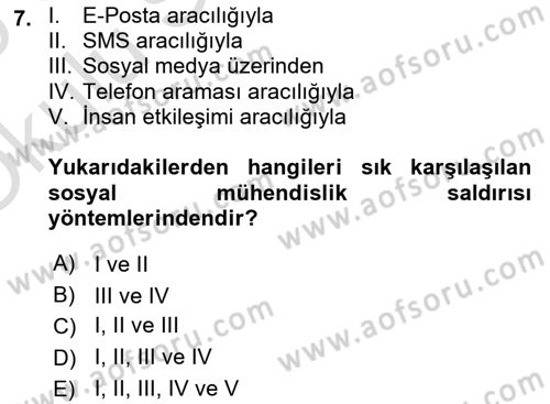 Ev Teknolojisi Dersi 2024 - 2025 Yılı Yaz Okulu Sınav Soruları 7. Soru