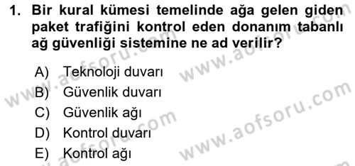 Ev Teknolojisi Dersi 2025 - 2026 Yılı (Vize) Ara Sınav Soruları 1. Soru