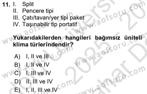 Ev Teknolojisi Dersi 2025 - 2026 Yılı (Vize) Ara Sınav Soruları 11. Soru