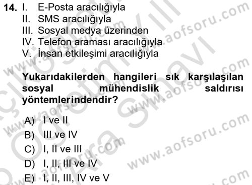 Ev Teknolojisi Dersi 2025 - 2026 Yılı (Vize) Ara Sınav Soruları 14. Soru