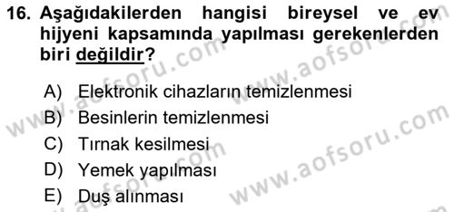 Ev Teknolojisi Dersi 2025 - 2026 Yılı (Vize) Ara Sınav Soruları 16. Soru