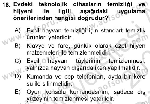 Ev Teknolojisi Dersi 2025 - 2026 Yılı (Vize) Ara Sınav Soruları 18. Soru