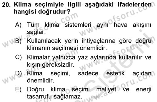 Ev Teknolojisi Dersi 2025 - 2026 Yılı (Vize) Ara Sınav Soruları 20. Soru