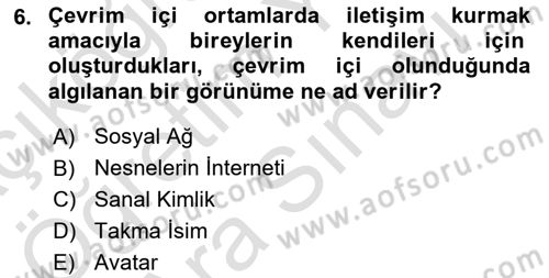Ev Teknolojisi Dersi 2025 - 2026 Yılı (Vize) Ara Sınav Soruları 6. Soru