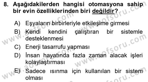 Ev Teknolojisi Dersi 2025 - 2026 Yılı (Vize) Ara Sınav Soruları 8. Soru