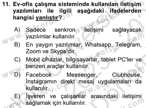 Ev Teknolojisi Dersi 2025 - 2026 Yılı (Final) Dönem Sonu Sınav Soruları 11. Soru