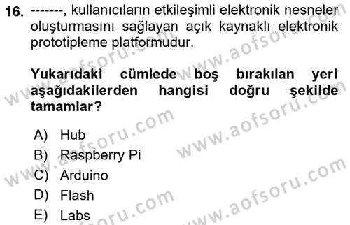 Ev Teknolojisi Dersi 2025 - 2026 Yılı (Final) Dönem Sonu Sınav Soruları 16. Soru