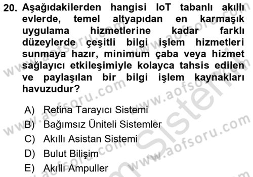 Ev Teknolojisi Dersi 2025 - 2026 Yılı (Final) Dönem Sonu Sınav Soruları 20. Soru
