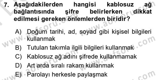 Ev Teknolojisi Dersi 2025 - 2026 Yılı (Final) Dönem Sonu Sınav Soruları 7. Soru