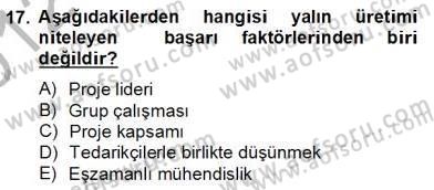 İş Etüdü Dersi 2012 - 2013 Yılı (Final) Dönem Sonu Sınav Soruları 17. Soru