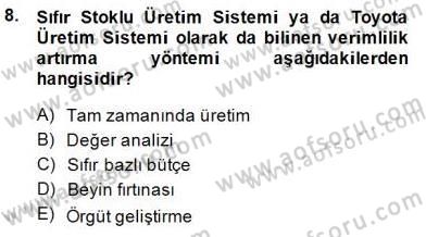 İş Etüdü Dersi 2014 - 2015 Yılı (Vize) Ara Sınav Soruları 8. Soru