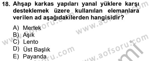 Konut Seçimi ve Düzenlenmesi Dersi 2012 - 2013 Yılı (Vize) Ara Sınav Soruları 18. Soru