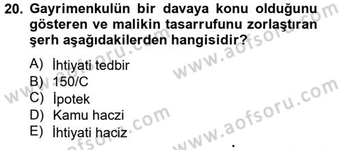 Konut Seçimi ve Düzenlenmesi Dersi 2012 - 2013 Yılı (Final) Dönem Sonu Sınav Soruları 20. Soru