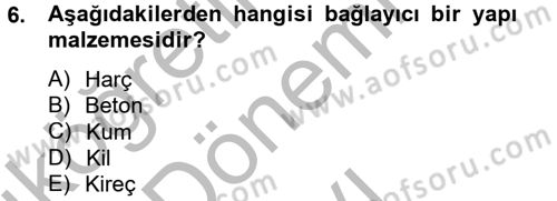Konut Seçimi ve Düzenlenmesi Dersi 2012 - 2013 Yılı (Final) Dönem Sonu Sınav Soruları 6. Soru