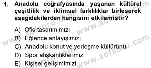 Konut Seçimi ve Düzenlenmesi Dersi 2013 - 2014 Yılı (Vize) Ara Sınav Soruları 1. Soru