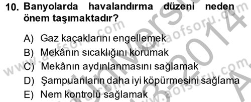 Konut Seçimi ve Düzenlenmesi Dersi 2013 - 2014 Yılı (Vize) Ara Sınav Soruları 10. Soru