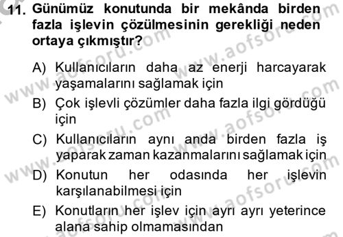 Konut Seçimi ve Düzenlenmesi Dersi 2013 - 2014 Yılı (Vize) Ara Sınav Soruları 11. Soru